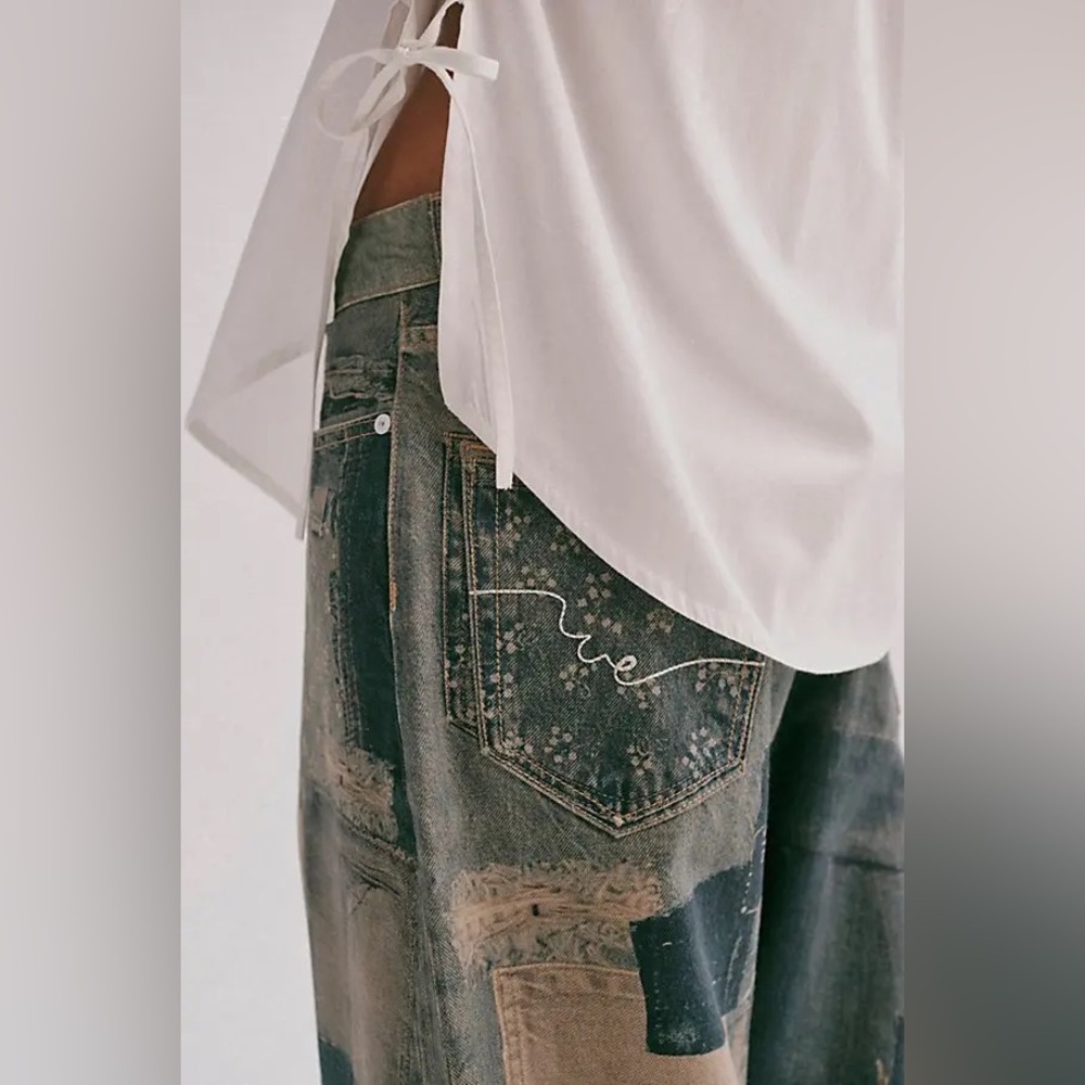 NWT Free People We The Free Illusions Printed Relaxed Jeans - Picture 6 of 8